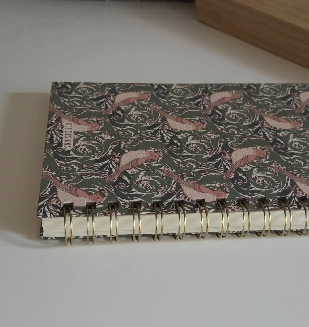OCS Design Vintage Inspired Floral Bird Hardcover Medium Spiral Ruled Notebook